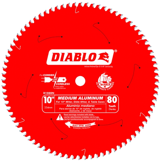 Lưỡi cưa đĩa cắt nhôm 10 inch 80 răng hãng Diablo chuyên dụng cho nhôm